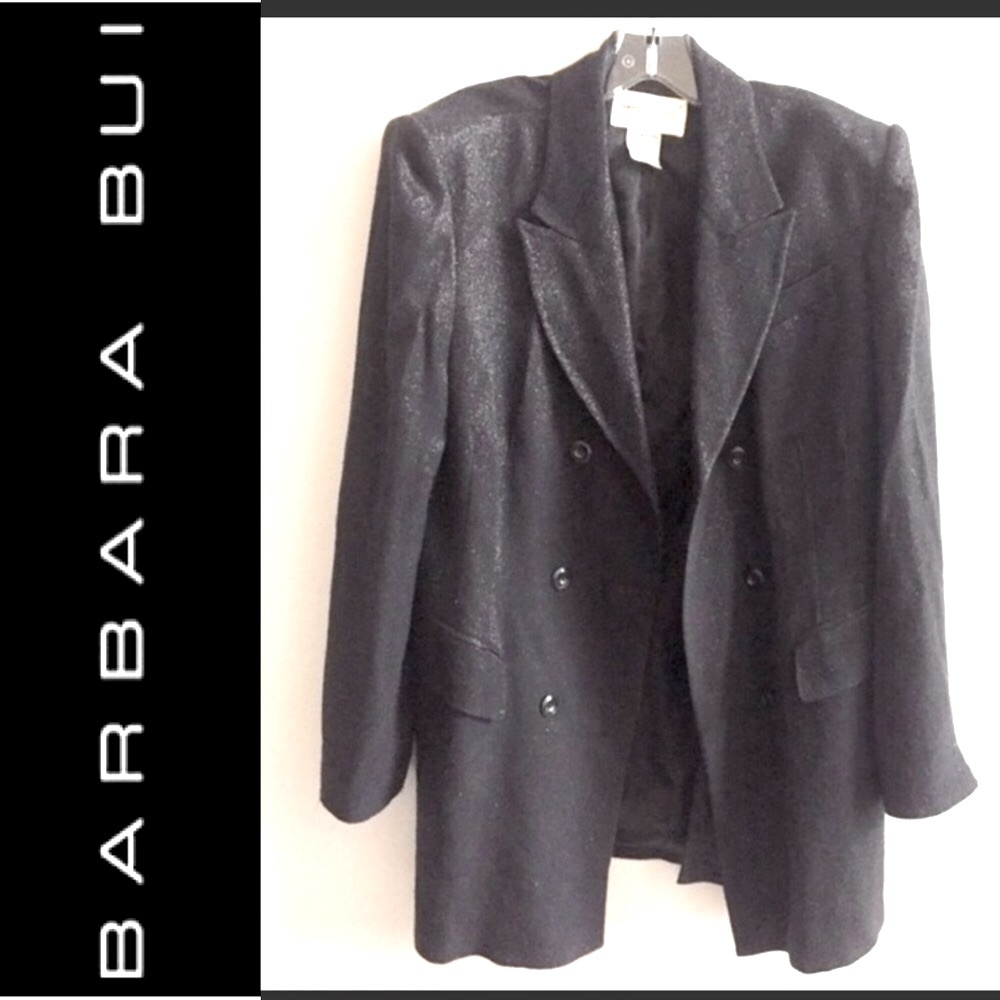 BARBARA BUI PARIS black glitter blazer french size T44 US XL 14